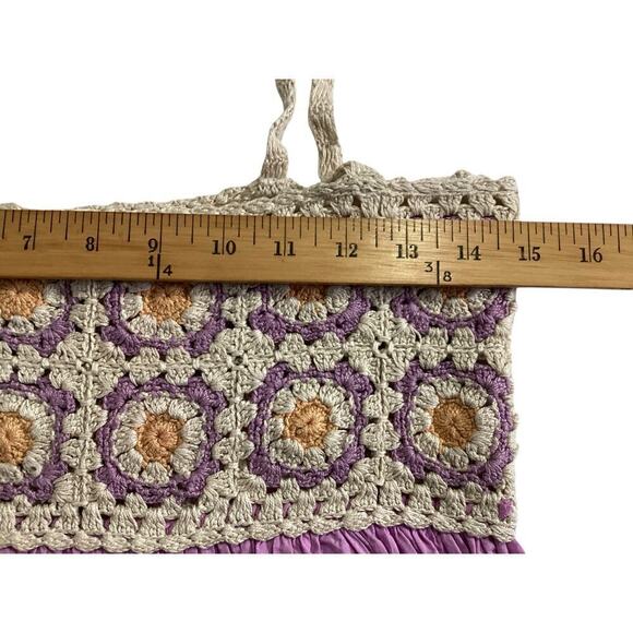 ASOS crochet mini sundress flowy purple top size 4 - Picture 4 of 7